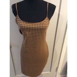 Knit Mini Dress Print Large L Spaghetti Strap